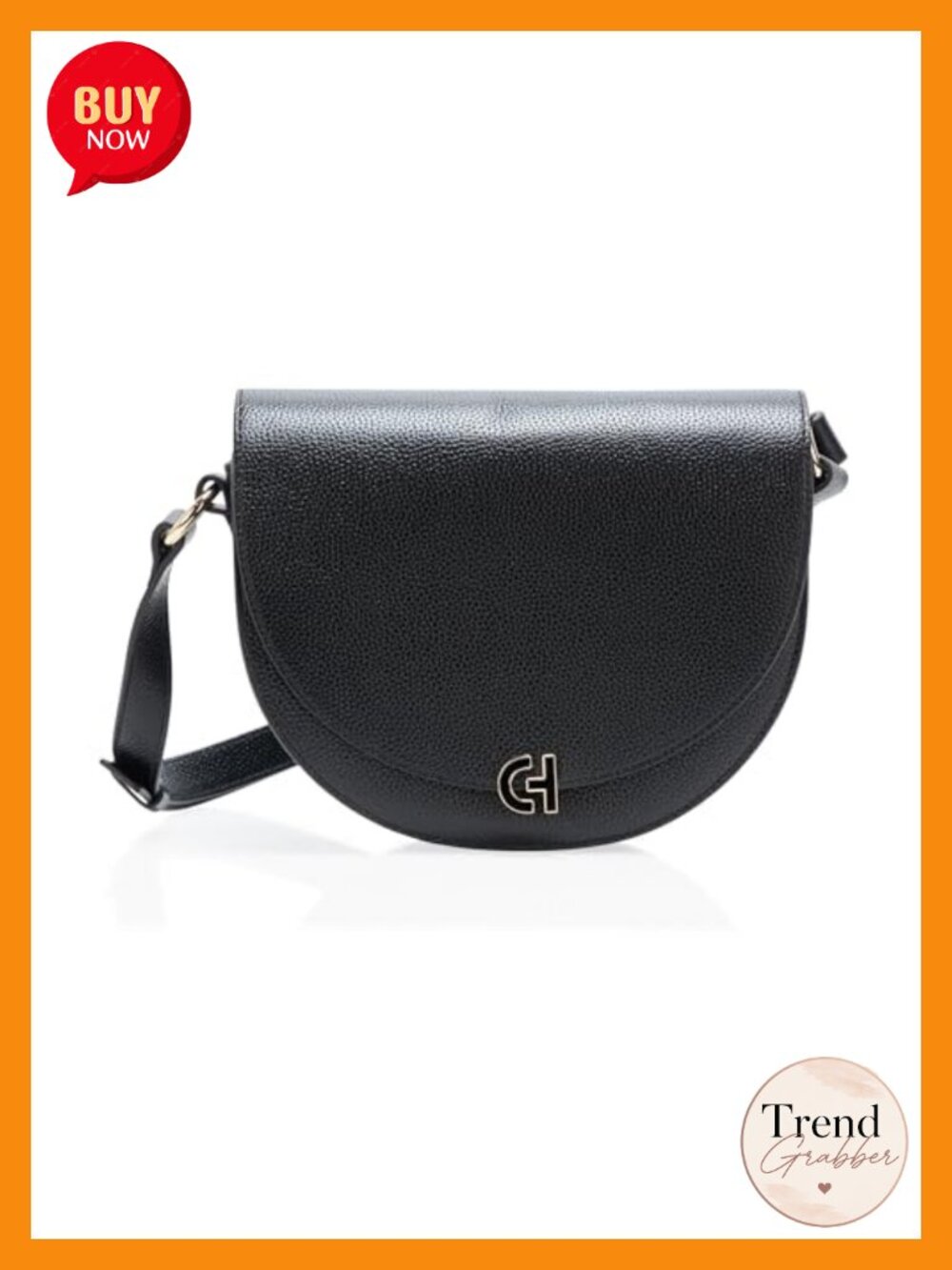 Leather Crossbody Saddle Bag Adjustable Strap Snap Closure Casual